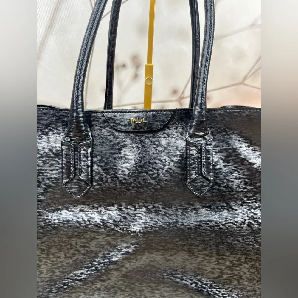 Lauren Ralph Lauren Black Saffiano Leather Tote Bag - Picture 2 of 14